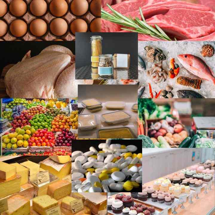 A range of chilled, frozen and dry goods transported by BRC including eggs, meat, poultry, seafood, fruit & vegetables, dairy products, icecream & cakes,